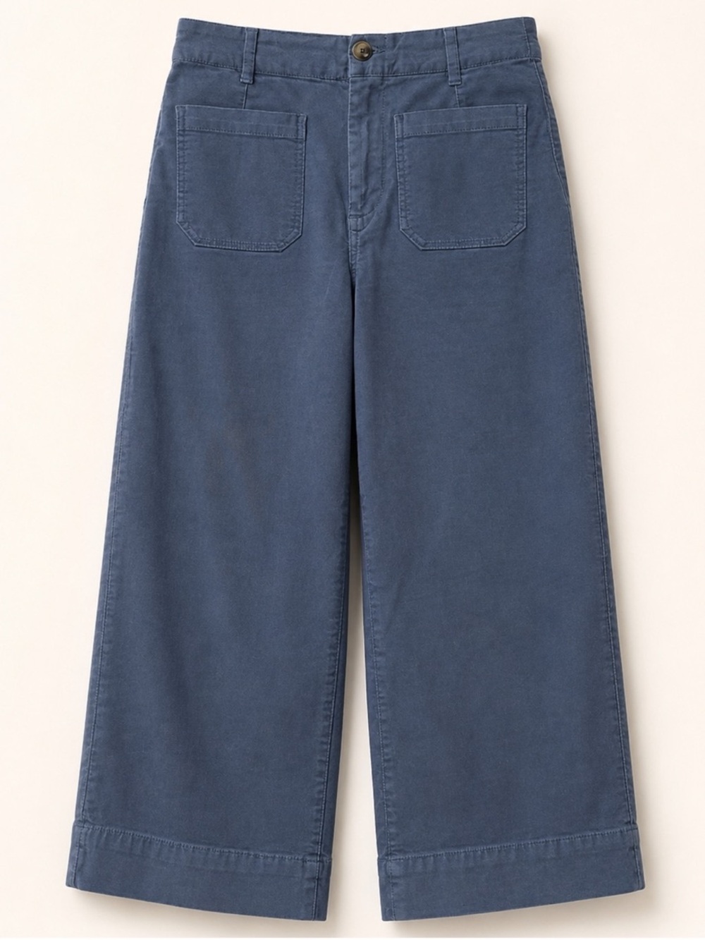 Avec Les Filles Blue Corduroy Wide Leg Cropped Pants Size 6 High Rise